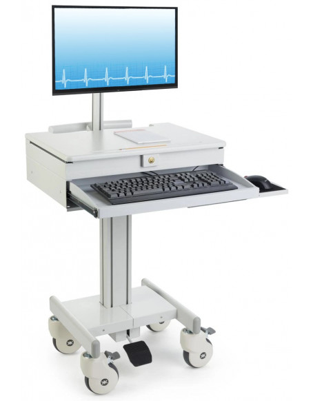 Medical Computer Cart with Lockable Drawer