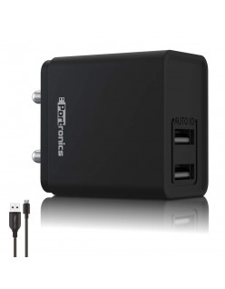 Portronics Adapto 649 POR-649, 2.4A Quick Charging Dual USB Port Wall Adapter with 1M Micro-USB Charging Cable