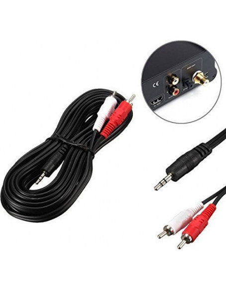 Audio Video 2RCA Stereo Cables with 3.5mm Aux Jack for Home Theaters, Music Players, Set-up Boxes, DVD Players, Speakers and LCD/LED TVs