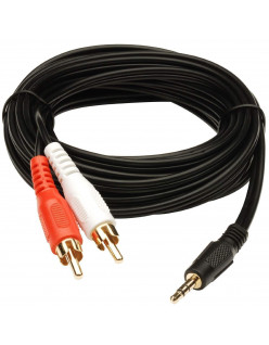 Audio Video 2RCA Stereo Cables with 3.5mm Aux Jack for Home Theaters, Music Players, Set-up Boxes, DVD Players, Speakers and LCD/LED TVs