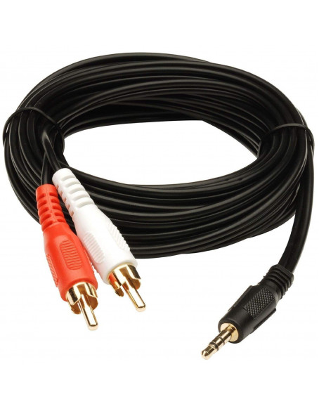 Audio Video 2RCA Stereo Cables with 3.5mm Aux Jack for Home Theaters, Music Players, Set-up Boxes, DVD Players, Speakers and LCD/LED TVs