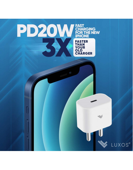 Luxos USB C 20W Power Adapter Fast Charging Compatible for iPhone 12/12 Pro/Max / 11 pro / 11 pro max/X/Xs/XR/XS Max / 8/8 Plus / 10 Plus/iPads & iOS Devices