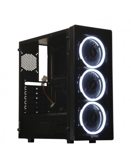 Raidmax NEON Gaming Computer Case See-Through Front and Side Panel with 3 White LED Front Fans Pre-Installed