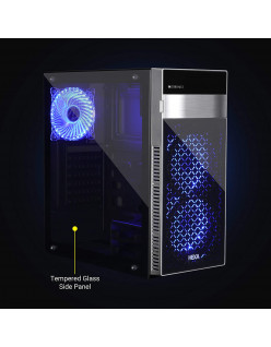 Zebronics Zeb-Hexa Cabinet Comes with Tempered Glass Side Panel & 3 x 120mm Fans