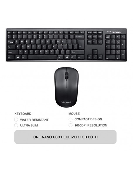 Lenovo 100 Wireless Keyboard & Mouse Combo