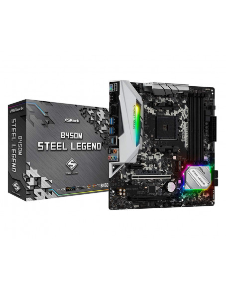 ASRock B450M Steel Legend Socket AM4/ AMD 3rd Generation Ryzen B450/ DDR4/ Quad CrossFireX/ SATA3&USB3.1/ M.2/ A&GbE/MicroATX Motherboard