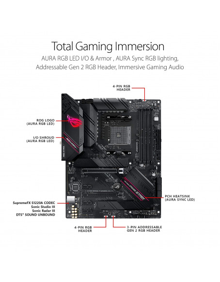 ASUS ROG Strix B550-F Gaming (WiFi 6) AMD AM4 (3rd Gen Ryzen ATX Gaming Motherboard (PCIe 4.0, 2.5Gb LAN, BIOS Flashback, HDMI 2.1, Addressable Gen 2 RGB Header and Aura Sync)