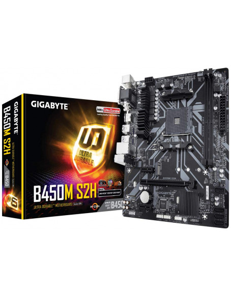 GIGABYTE AMD B450M S2H Ultra Durable Motherboard with Realtek GbE LAN with cFosSpeed, PCIe Gen3 x4 M.2