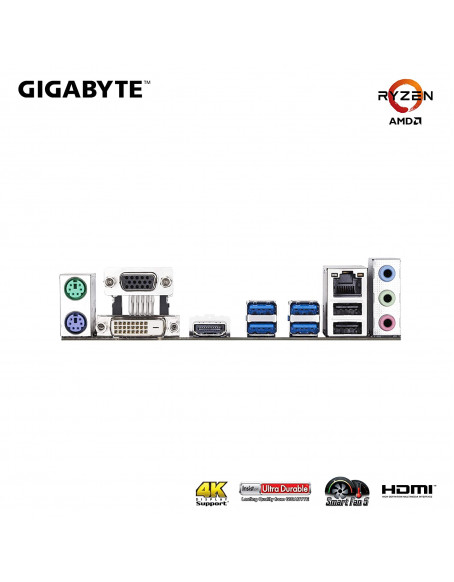 GIGABYTE AMD A320, AM4 Socket,Ultra Durable Motherboard with Fast Onboard Storage with NVMe,PCIe Gen3 x4 110mm M.2, 4K Ultra HD Support (GA-A320M-S2H)