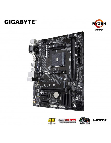 GIGABYTE AMD A320, AM4 Socket,Ultra Durable Motherboard with Fast Onboard Storage with NVMe,PCIe Gen3 x4 110mm M.2, 4K Ultra HD Support (GA-A320M-S2H)