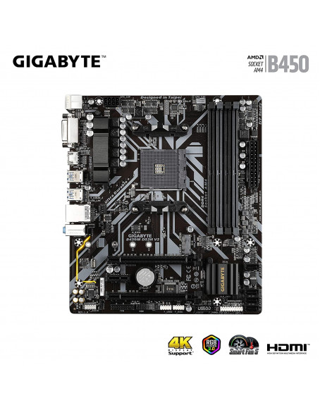 GIGABYTE AMD B450M DS3H V2 Ultra Durable Motherboard with Digital VRM Solution, GIGABYTE Gaming LAN and Bandwidth Management, PCIe Gen3 x4 M.2, Anti-Sulfur Resistor, RGB LED Strip Header