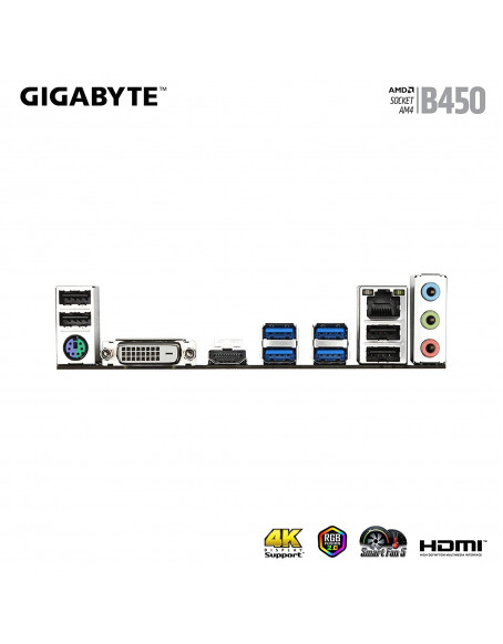 GIGABYTE AMD B450M DS3H V2 Ultra Durable Motherboard with Digital VRM Solution, GIGABYTE Gaming LAN and Bandwidth Management, PCIe Gen3 x4 M.2, Anti-Sulfur Resistor, RGB LED Strip Header