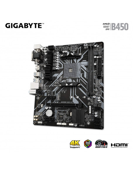 GIGABYTE AMD B450M S2H V2 Ultra Durable Motherboard with Digital VRM Solution, GIGABYTE Gaming LAN and Bandwidth