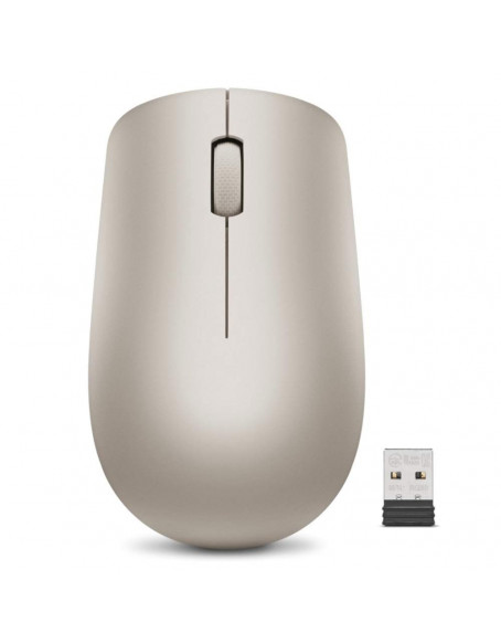 Lenovo 530 Wireless Mouse (Almond): Ambidextrous, Ergonomic Mouse, Up to 8 Million clicks for Left and Right Buttons, Optical Sensor 1200 DPI, 2.4 GHz Wireless Technology via Nano USB Receiver