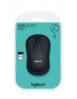 Logitech M221 Wireless Mouse, Silent Buttons, 2.4 GHz with USB Mini Receiver, 1000 DPI Optical Tracking, 18-Month Battery Life, Ambidextrous PC/Mac/Laptop - Charcoal Grey