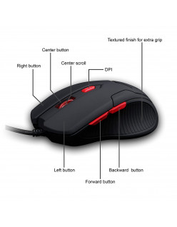 Zebronics Zeb Feather - Premium USB Gaming Mouse with 6 Buttons, Upto 3200 DPI and Anti Slip Mouse Pad