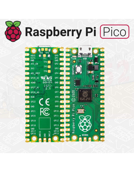  Roll over image to zoom in Raspberry Pi Pico microcontroller Development Board with Versatile Board Built Using RP2040 chip - Dual-core Arm Cortex-M0+ Processor with 264KB Internal RAM and Support for up to 16MB