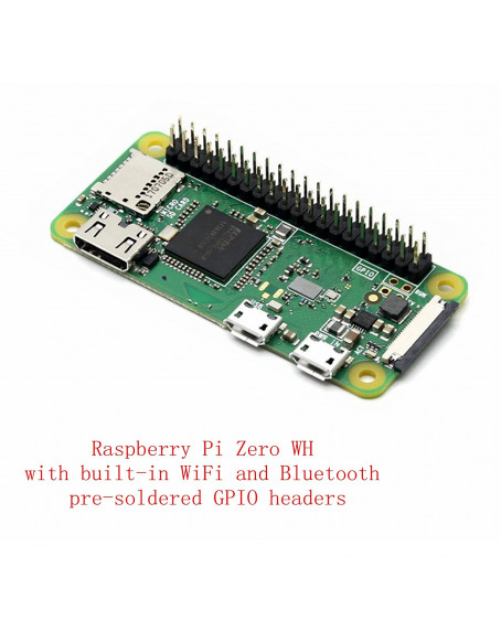 Broadcom BCM2835,1GHz ARM11 Single-core Processor,512MB RAM,@Pzsmocn Raspberry Pi Zero WH, with Built-in WiFi and Bluetooth,40PIN pre-Soldered GPIO Headers.