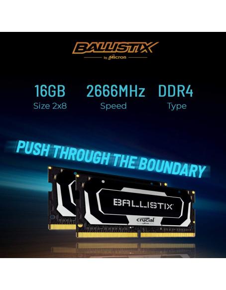 Crucial Ballistix 2666 MHz DDR4 DRAM Laptop Gaming Memory Kit 16GB (8GBx2) CL16 BL2K8G26C16S4B