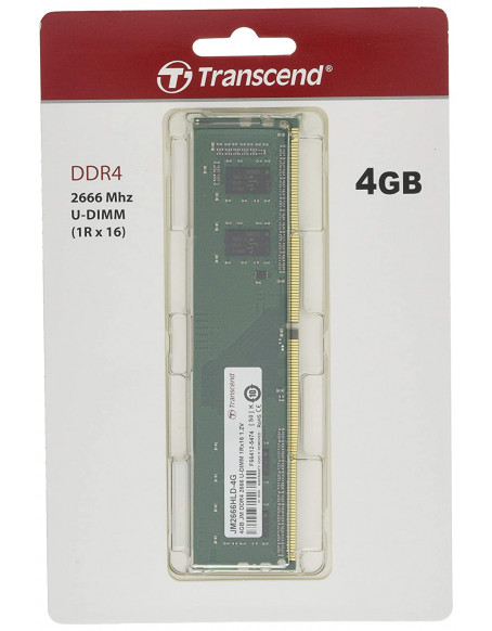 Transcend 4GB DDR4 2666 MHz Memory Module - Memory Module (4GB, 1X4GB, DDR4, 2666MHz, 288-Pin DIMM, CL19 UDIMM) JM2666HLD-4G [AIIPL_BLR]