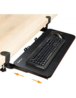 Adjustable Keyboard Tray, Clamp-On Under Desk Keyboard Tray, Black