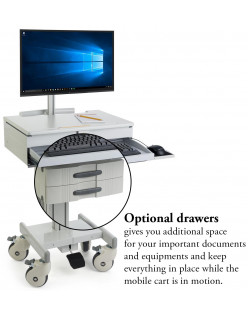 Medical Computer Cart with Lockable Drawer