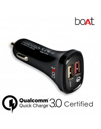 boAt Dual Port Rapid Car Charger (Qualcomm Certified) with Quick Charge 3.0 + Free Micro USB Cable - (Black)