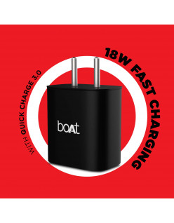 boAt WCD QC3A 18W Quick Charge 3.0 Supported Adapter with Smart IC Protection, Auto Detection, Corrosion Resistant Pins & Free Micro USB Cable(Black)
