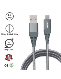 AGARO - 33279 USBA to Micro Nylon Braided 1.2M Cable