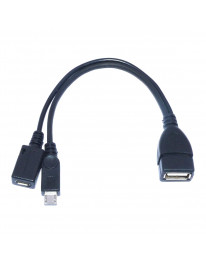 BigPlayer Micro USB Male to 2.0 Female Host OTG Cable with Adapter and Power Y Splitter