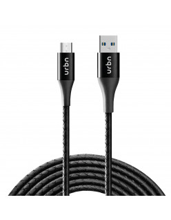 URBN Micro USB 3 Amp Fast Charging Data and Sync Cable Extra Tough Quick Charge 18W Compatible (4 Feet) 1.2M - Bl