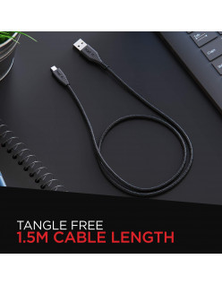 boAt Micro USB 55 Tangle-Free Cable with 3A Fast Charging & 480mbps Data Transmission(Black)