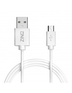 Zinq Technologies Super Durable Micro to USB 2.0 Round Cable with High Speed Charging, Quick Data Sync and PVC Connectors for All USB Powered Devices (White)