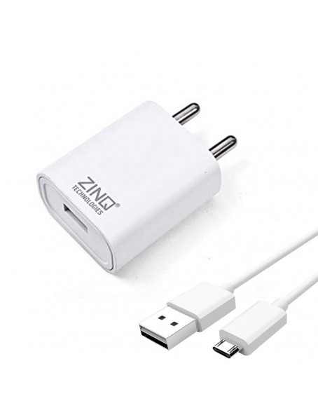 Zinq Technologies 2A Single Port Mobile Charger with 1Mtr USB Cable Included (White)