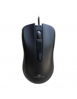 Amkette Kwik Pro 7 Wired Optical USB Mouse with 3 Buttons - Black