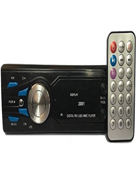 Gadget Deals 2001 Single Din USB Fm Aux Mmc with 3.5mm Aux Cable Car Stereo System Music Player (Black)